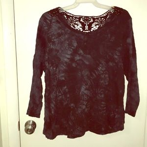 Navy Blue Tie-Dye Shirt  with Bronze Buttons